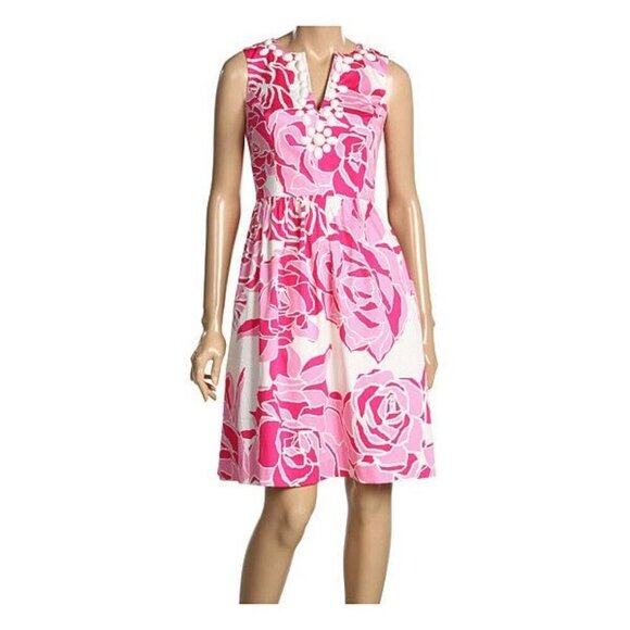 Lilly Pulitzer Women's Kaya Cameo White Pink Printed Dress - 8 - Picture 14 of 14